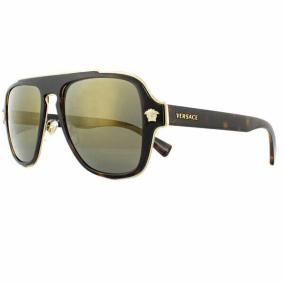 Versace Accessories Versace Tortoise Gold Mens Sunglasses New With